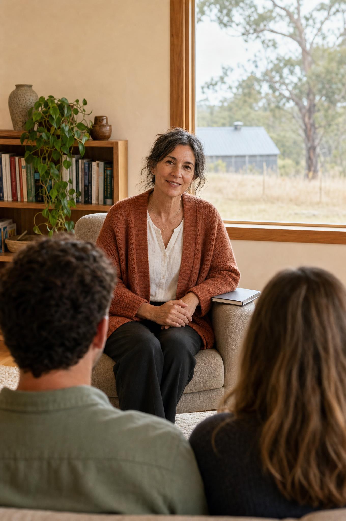Counsellor speaking with a couple during a relationship counselling session in regional Victoria